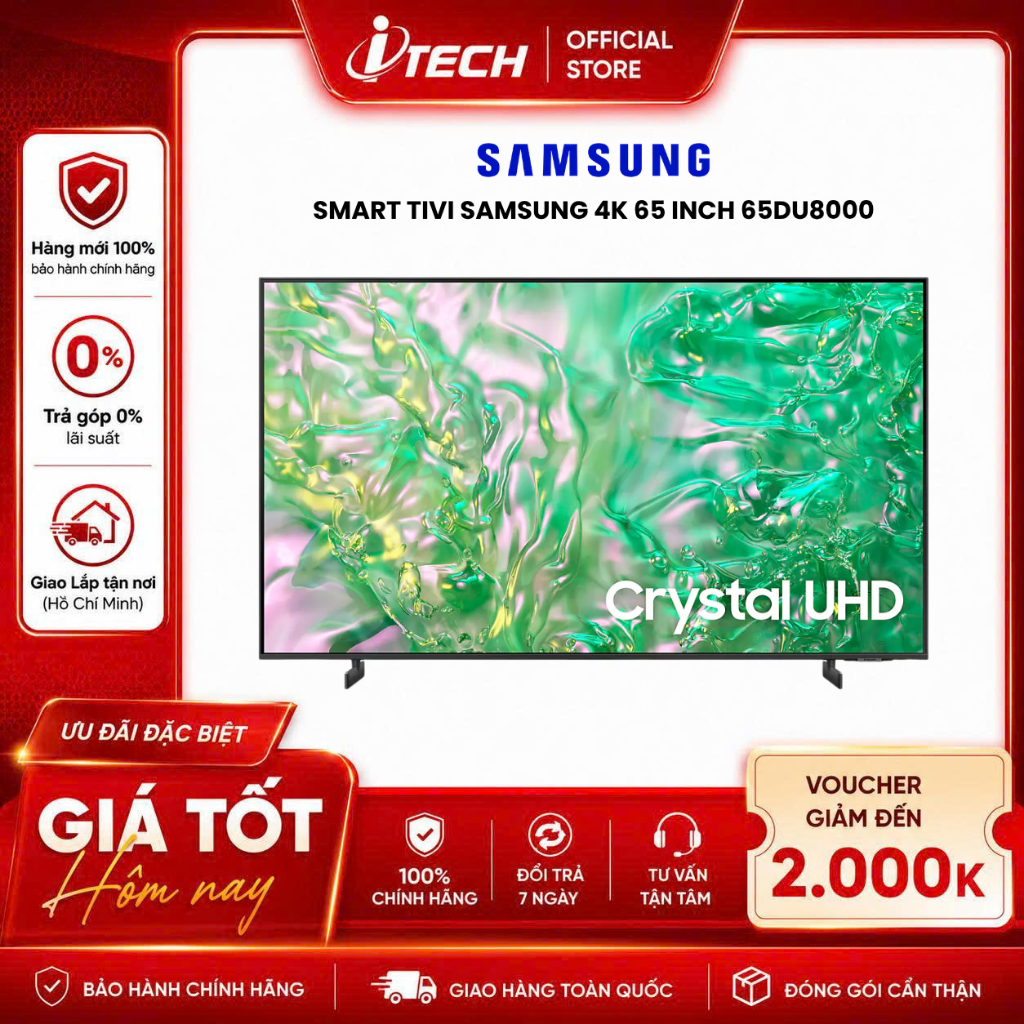 65DU8000 Smart Tivi Samsung 4K 65 inch UA65DU8000 - Hàng Chính Hãng
