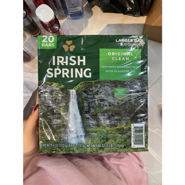 🍀LỐC 20 CỤC XÀ BÔNG TẮM THƠM NỨC MŨI CỦA MỸ IRISH SPRING 20 x 113G (2.26KG)