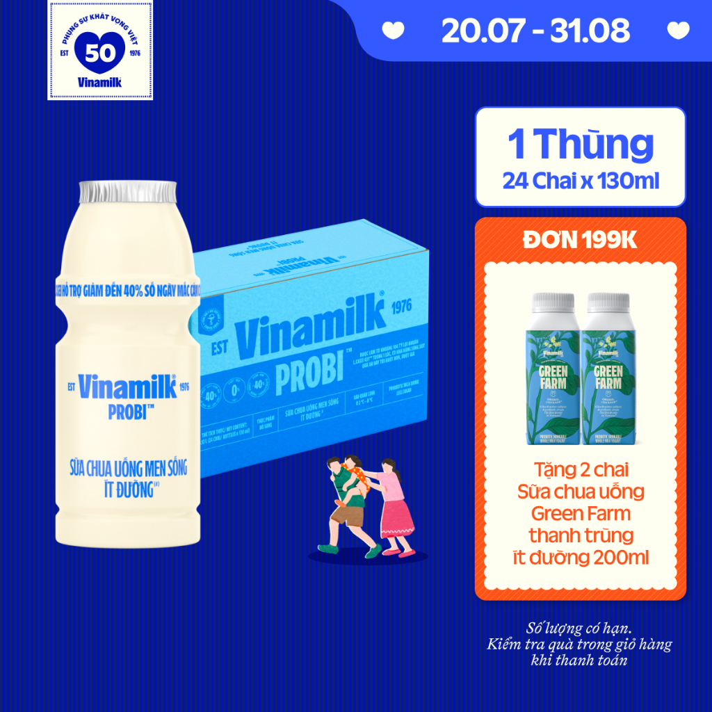 [CHỈ GIAO HCM+HN] Thùng Sữa chua uống Probi Ít Đường chai 130ml -24 chai/Thùng Yogurt