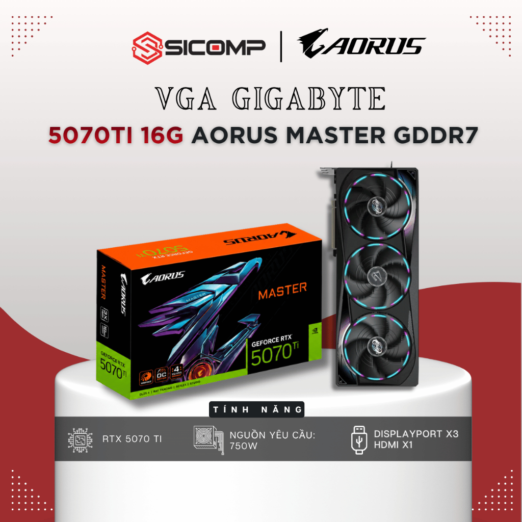 [FULL VAT] VGA GIGABYTE 5070Ti 16G AORUS MASTER GDDR7, BH 3Y