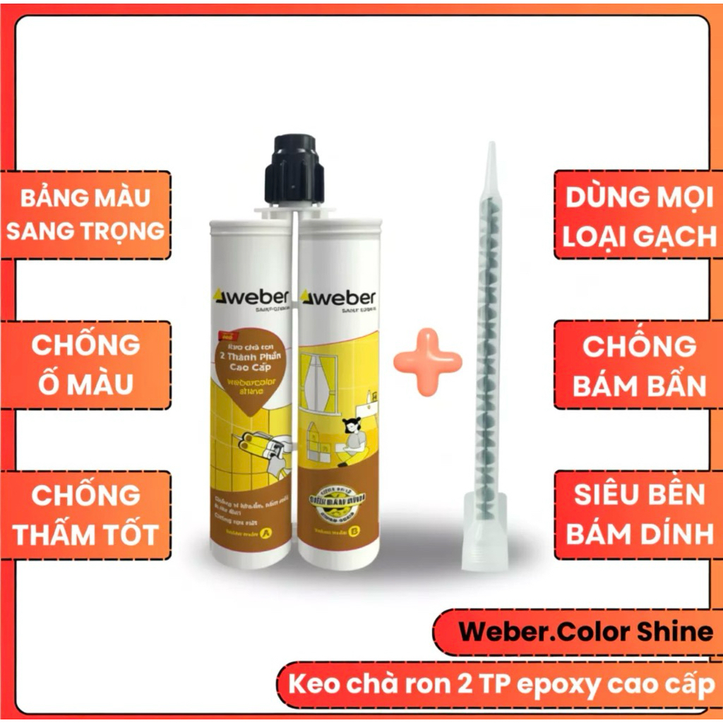 Keo chà ron epoxy 2 thành phần Weber.color Shine (ĐỦ MÀU) keo chít mạch chống thấm, bám bẩn, nấm mốc