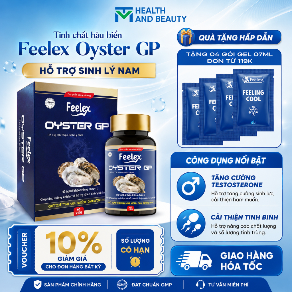 Tinh chất hàu biển cao cấp Feelex Oyster GP tăng cường sức khỏe nam giới - hộp 60 viên
