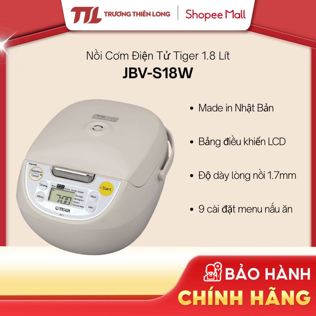 JBV-S10W / JBV-S18W - Nồi Cơm Điện Tử Tiger JBV-S10W/S18W (Made in Nhật Bản) [TOÀN QUỐC]