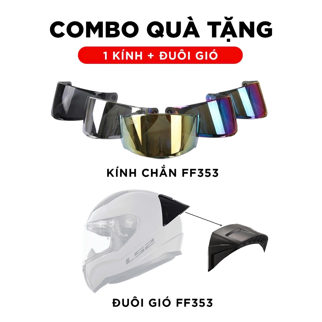 [COMBO QUÀ TẶNG] Kính chắn gió + Đuôi gió Mũ Bảo Hiểm LS2 FF353 Chính Hãng