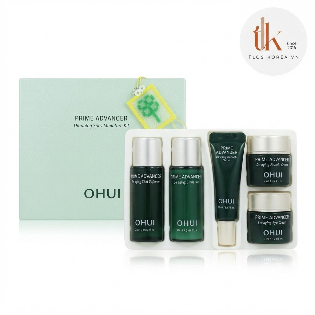 Set Dưỡng Ohui Xanh Căng Bóng Tái Sinh Da Ohui Prime Advancer Ampoule Mini 5 SP