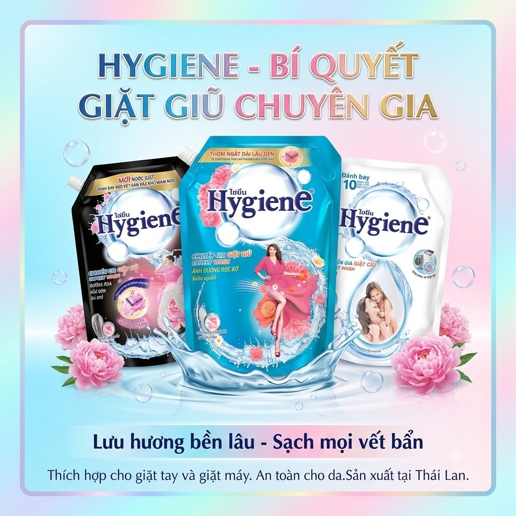 Nước giặt xả Hygiene 3L Thái Lan Đậm Đặc - Nước giặt quần áo Hygiene 3000ml Thơm Lâu Đủ Màu