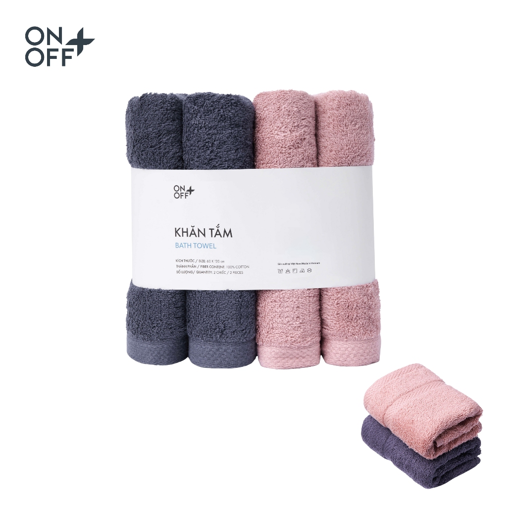 Pack tiện lợi 2 khăn tắm cao cấp ONOFF size 60x120cm mềm mại, không xù, không phai màu - 19AC24A318