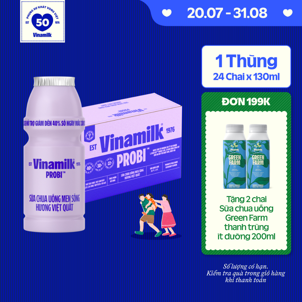 [CHỈ GIAO HCM+HN] Thùng Sữa chua uống Probi Việt Quất chai x 130ml - 24 chai/Thùng Yogurt