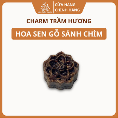 Charm Hoa Sen Trầm Hương Sánh Chìm Tự Nhiên 12.8mm Phụ Kiện Vòng Tay - Mộc Trầm Hương MTH