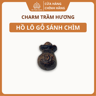 Charm Hồ Lô Trầm Hương Sánh Chìm Tự Nhiên 12.8mm Phụ Kiện Vòng Tay - Mộc Trầm Hương MTH
