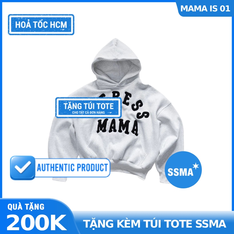 MAMAFIA - Hoodie SSMA Core Vải Nỉ Bông Cotton 100% Form Boxy Unisex / Grey