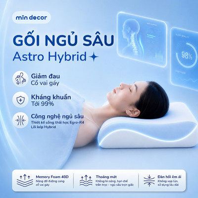 [KOC] Gối Ngủ Sâu Astro Hybrid Deep Sleep Mịn Decor, Gối Deep Sleep Pro Công Thái Học Chống Đau Cổ Vai Gáy
