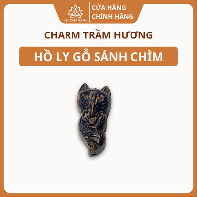 Charm Hồ Ly Trầm Hương Sánh Chìm Tự Nhiên 12.8mm Phụ Kiện Vòng Tay - Mộc Trầm Hương MTH