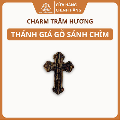 Charm Thánh Giá Trầm Hương Sánh Chìm Tự Nhiên 12.8mm Phụ Kiện Vòng Tay - Mộc Trầm Hương MTH