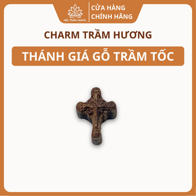 Charm Thánh Giá Trầm Hương Sánh Chìm Tự Nhiên 12.8mm Phụ Kiện Vòng Tay - Mộc Trầm Hương MTH