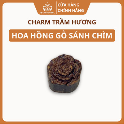 Charm Hoa Hồng Trầm Hương Sánh Chìm Tự Nhiên 12.8mm Phụ Kiện Vòng Tay - Mộc Trầm Hương MTH.
