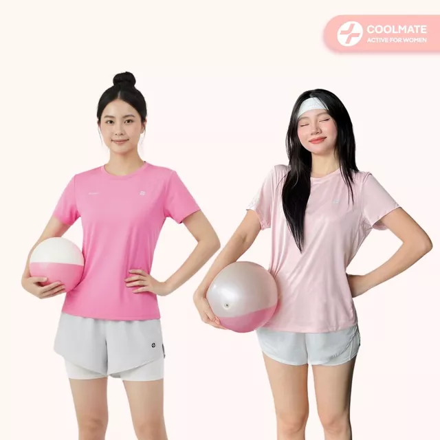 Set đồ thể thao nữ tập gym pickleball áo Core tee/Gradient/ Coolmate Basic & Quần Core shorts nữ 3.5inch co giãn