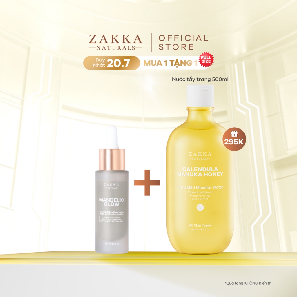 Tinh chất hỗ trợ căng bóng da Mandelic Glow Zakka Naturals 15ml