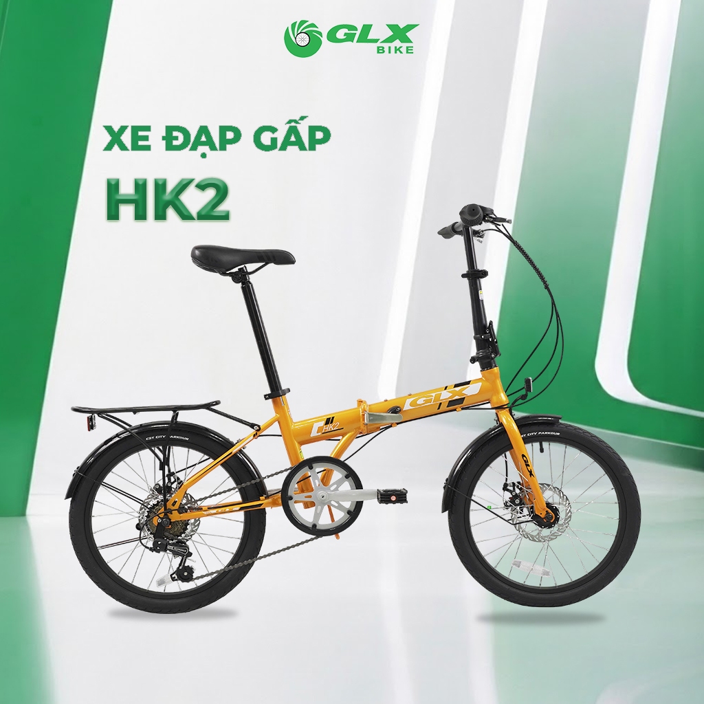 Xe Đạp Gấp GLX HK2 – Khung Thép Gấp Gọn, 6 Tốc Độ, Phanh Đĩa Cơ, Bánh 20 Inch