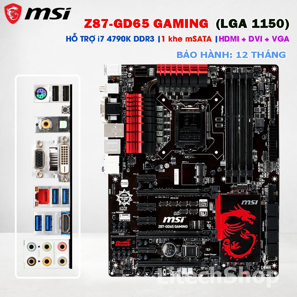 Main MSI Z87-GD65 GAMING Socket 1150 Z87 DDR3 Gaming Cao Cấp Hỗ Trợ i7 4790K OC SLI CrossFire| Zin đ