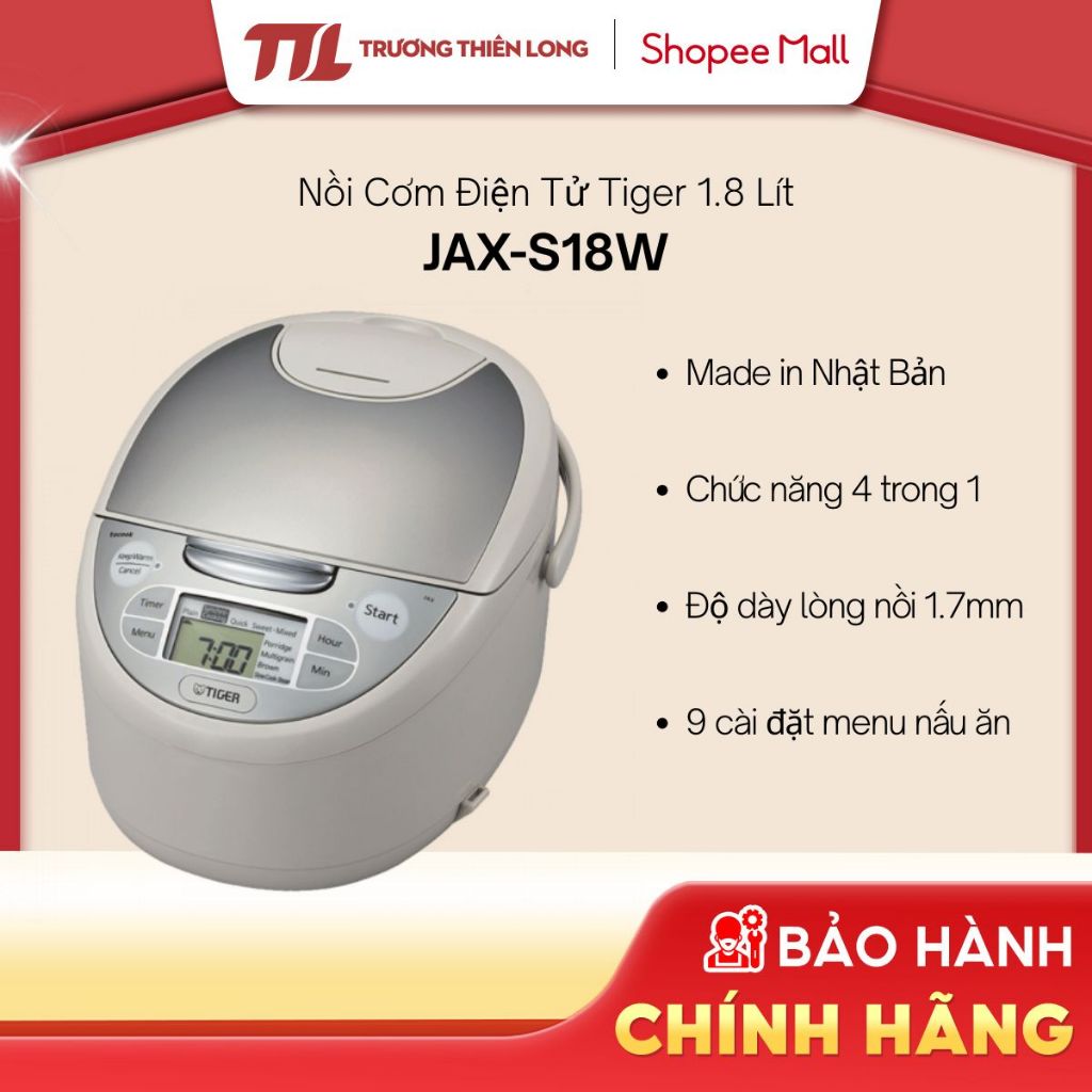 JAX-S10W / JAX-S18W - Nồi Cơm Điện Tử Tiger JAX-S10W (1.0L) / JAX-S18W (1.8L) [TOÀN QUỐC]