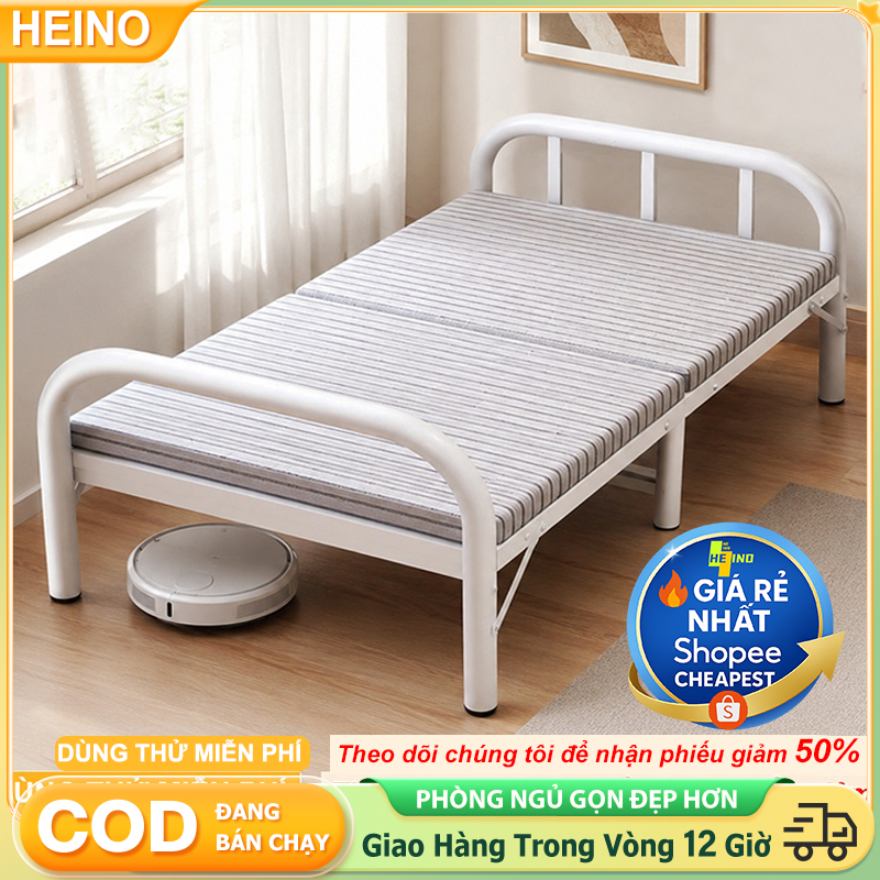 Giường Ngủ Gấp Gọn Thông Minh HEINO Dài 190cm Khung Sắt Mở Ra Dùng Dễ Cất Giữ
