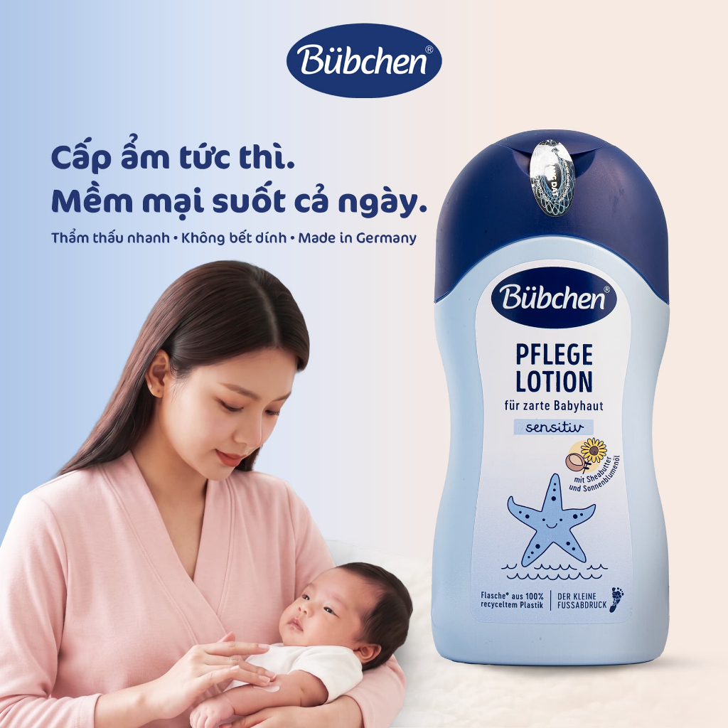 Sữa Dưỡng Ẩm Toàn Thân Cho Bé Bübchen Pflege Lotion 400ml Bơ Hạt Mỡ, Panthenol, Thuần Chay, Nhập Khẩ