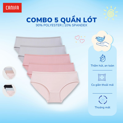 Pack 5 quần lót nữ mềm mịn thấm hút khử mùi tốt CANIFA 6US26A001