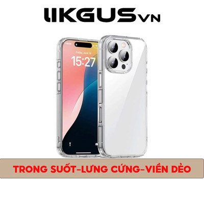 Ốp Lưng LIKGUSVN Trong Suốt-Viền Dẻo Túi Khí Chống Sốc Cực Tốt Dùng Cho IP11-12-13-14-15-16-17Promax