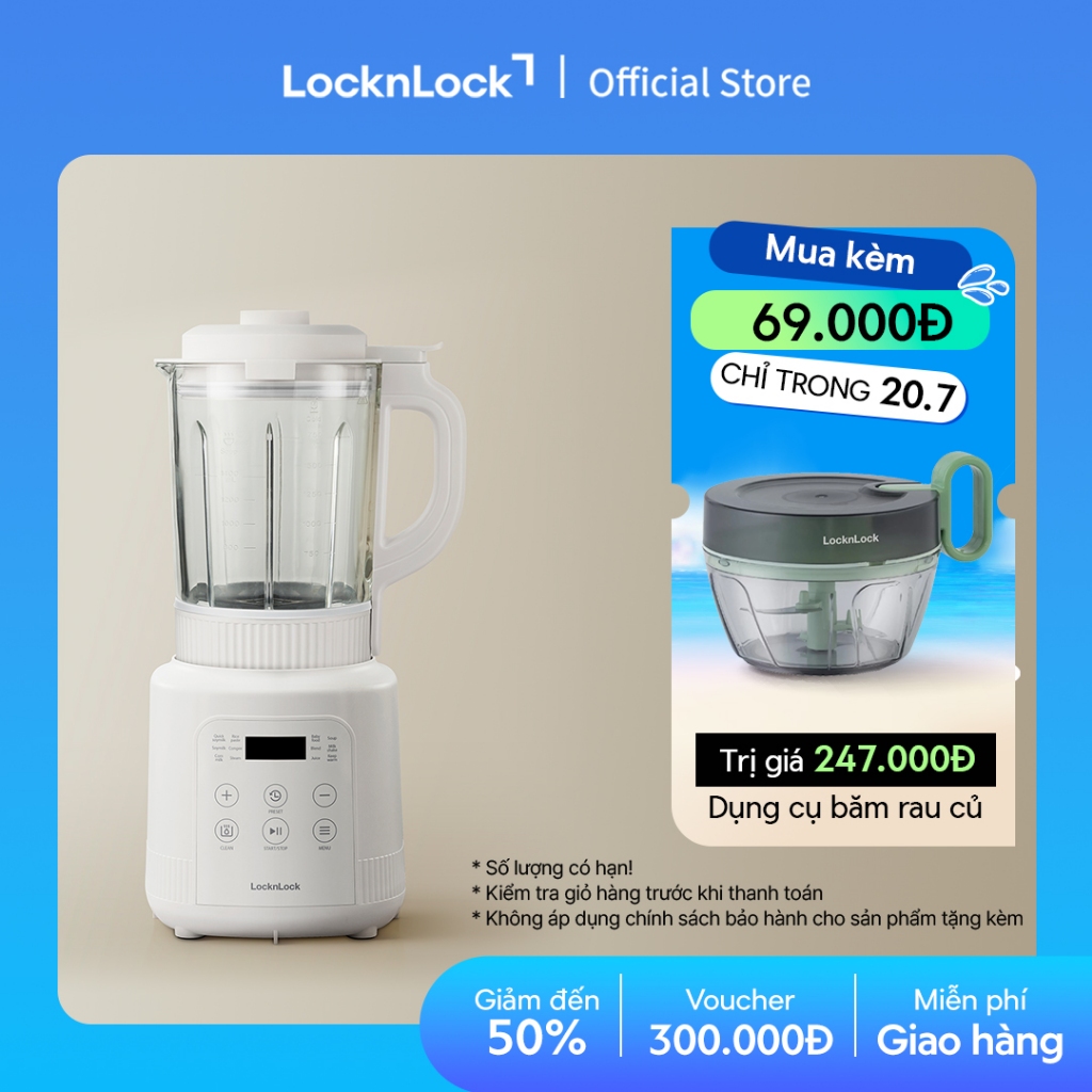 Máy làm sữa hạt đa năng LocknLock Bianco heating blender 1.75L Màu ngà EJM486IVY