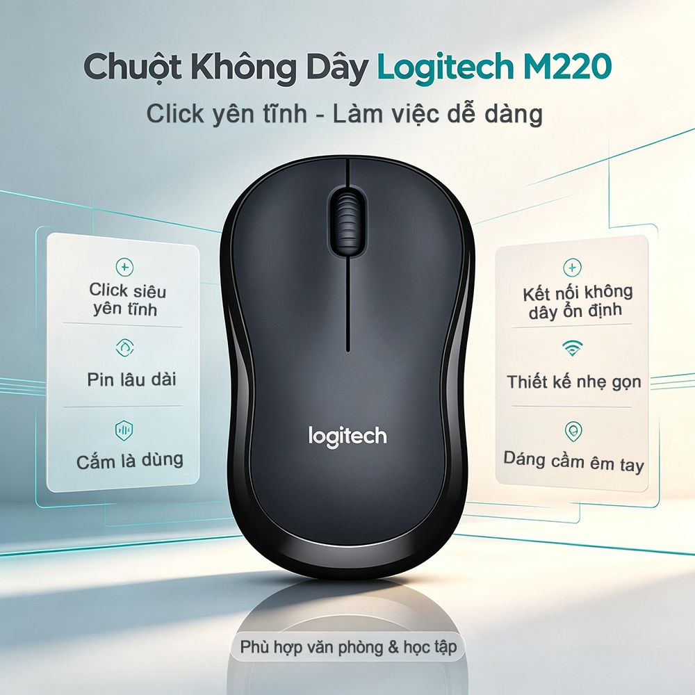Logitech M220/M330Chuột không dây 2.4G & Bluetooth kết nối kép, sạc pin, yên…