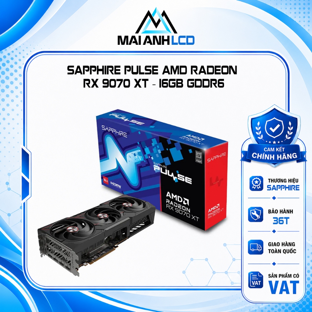 Card màn hình Sapphire Pulse AMD Radeon RX 9070 XT Gaming 16GB GDDR6