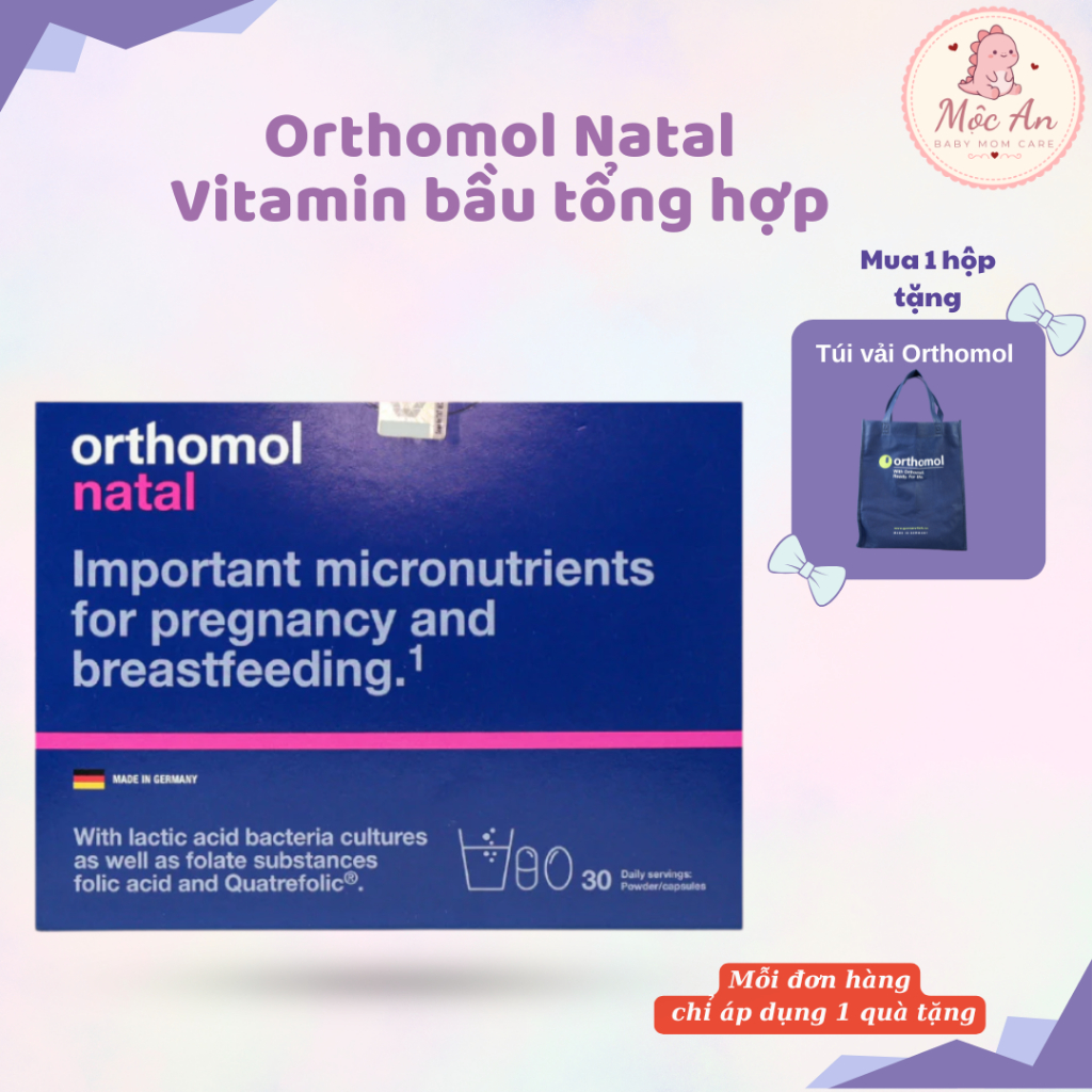 Vitamin bầu Orthomol Natal bổ sung sắt ,axitfolic ,canxi, lợi khuẩn, DHA