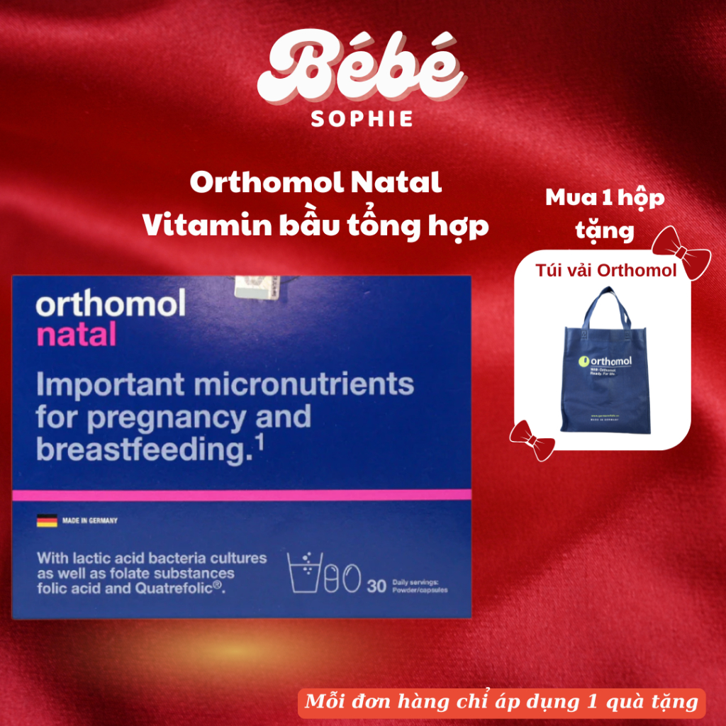 Vitamin bầu Orthomol Natal bổ sung sắt ,axitfolic ,canxi, lợi khuẩn, DHA - Bebe Sophie