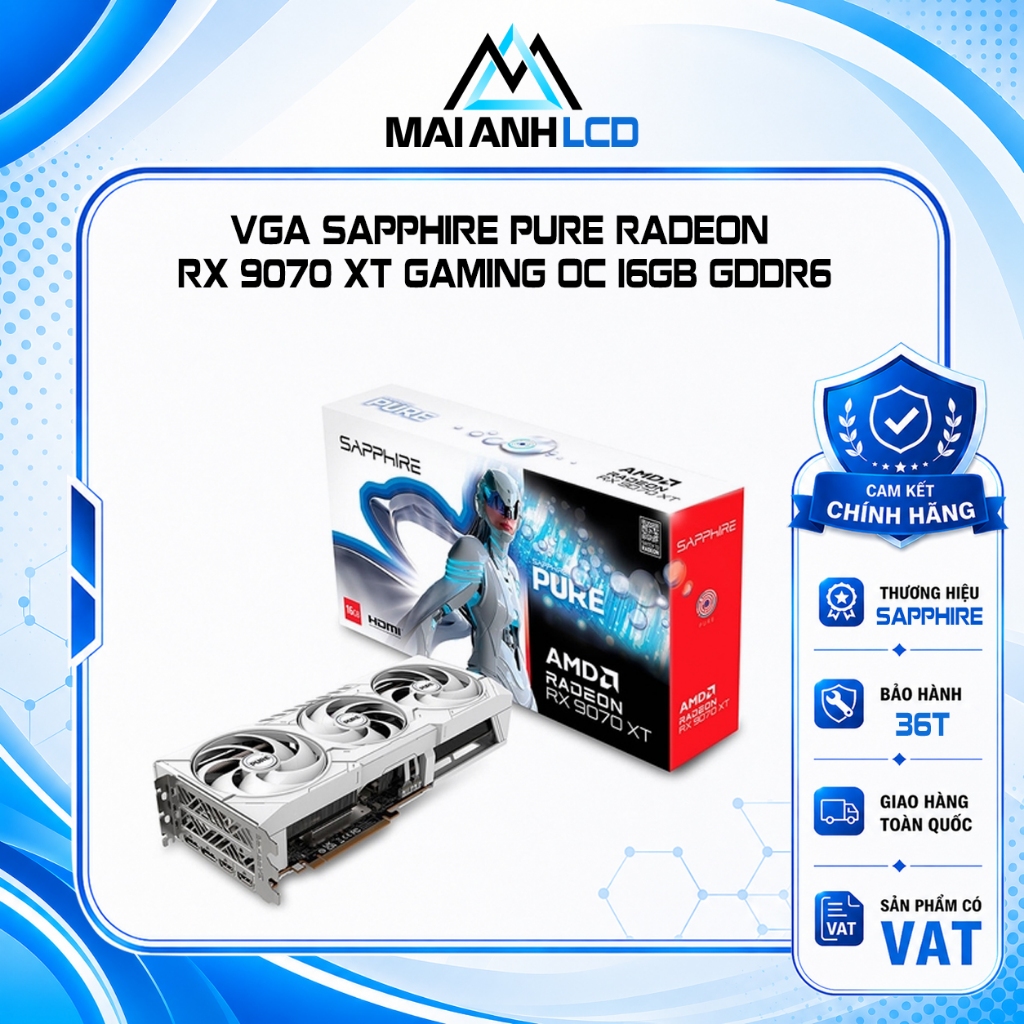 VGA Sapphire PURE Radeon RX 9070 XT Gaming OC 16GB GDDR6