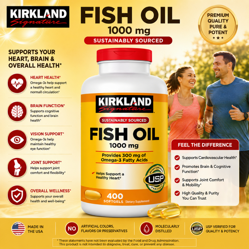 Fish Oil 1000mg Kirkland Signature 400 Viên