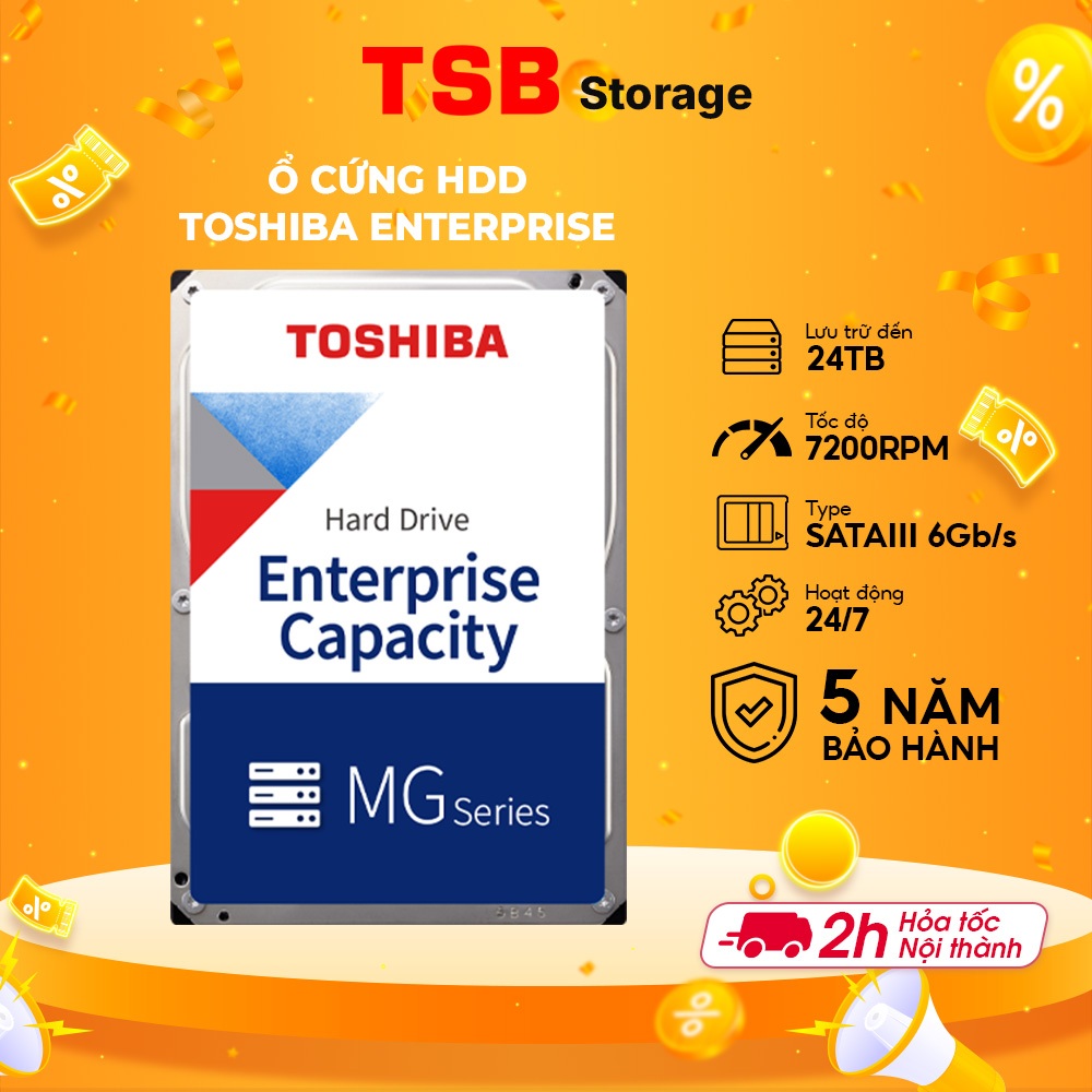 (HÀNG CHÍNH HÃNG) Ổ cứng cho NAS HDD Toshiba Enterprise 7200 rpm 3.5-inch, 4TB- 24TB, hoạt động 24/7