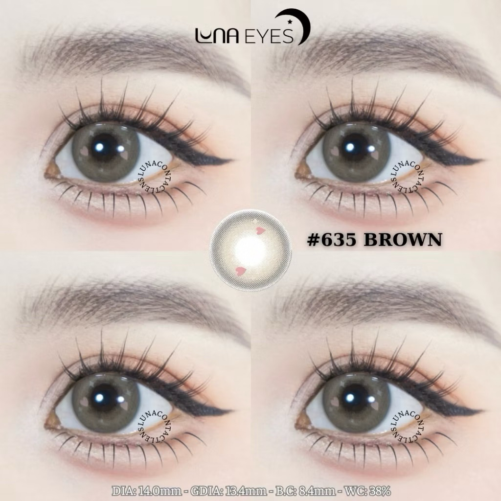 Mã lens 635 Brown/màu nâu mix trái tim phong cách douyin