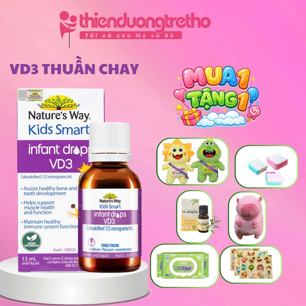 Vitamin D3 Thuần Chay Organic Cho Trẻ Sơ Sinh Nature's Way Kids Smart Infant Drops VD3