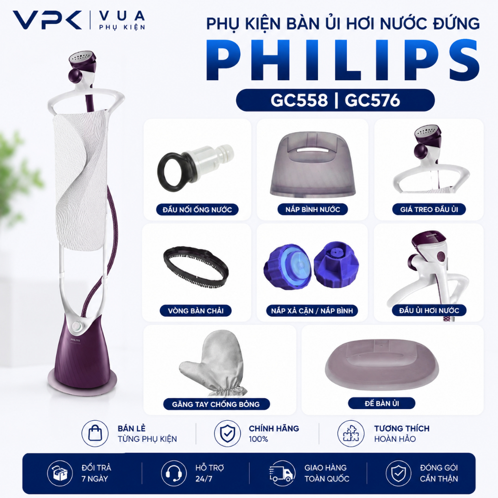 Phụ kiện  Bàn ủi hơi nước đứng Philips GC558 GC576 - Hàng chính hãng