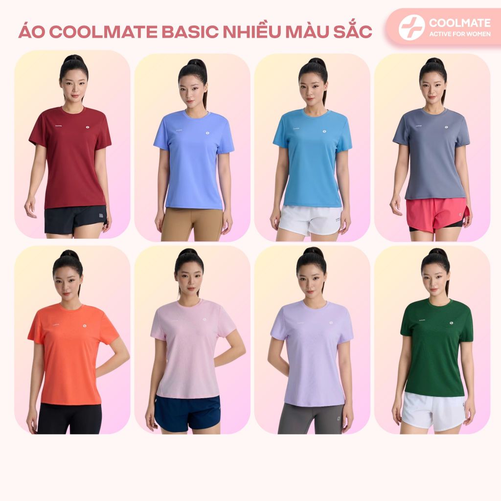 [329K TẶNG QUÀ]Áo Tshirt thể thao nữ tập cầu lông chạy bộ Coolmate basic thoáng khí dễ dàng vận động