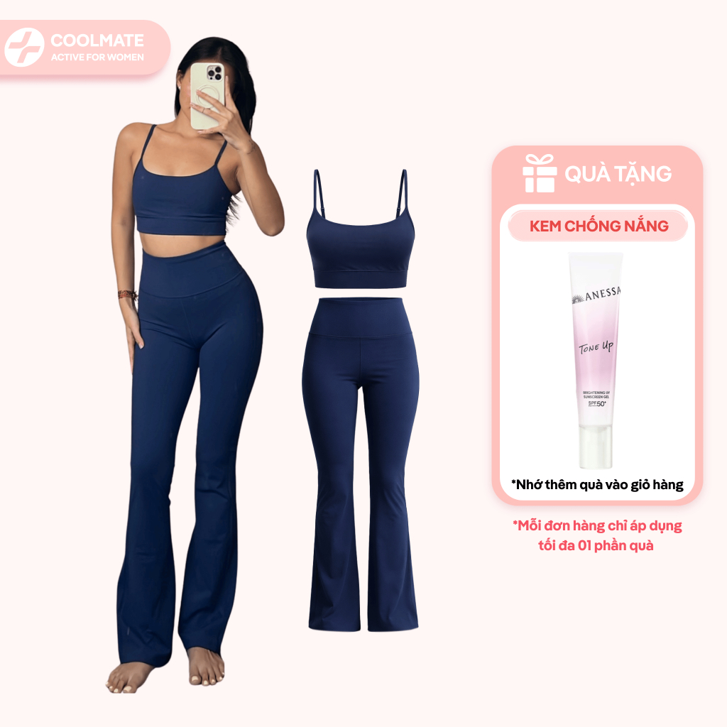 [TẶNG KCN ANESSA] Đồ Bộ Set CloudSoft Flare Áo Bra 2 dây có mút & Legging ống loe sportwear Classic 