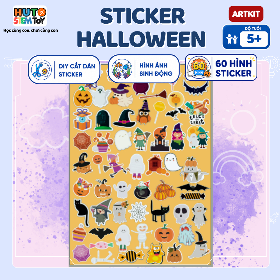 Combo 10 Tấm Stickers Halloween DIY Trang Trí Halloween