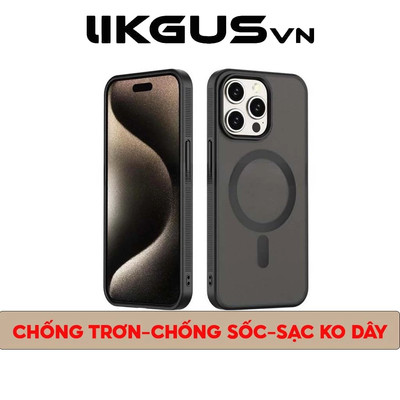 Ốp Lưng Nhám Chống Vân-Sạc Không Dây-Viền Chống Trơn Chính Hãng LIKGUSVN Dùng Cho IP 11-12-13-14-15
