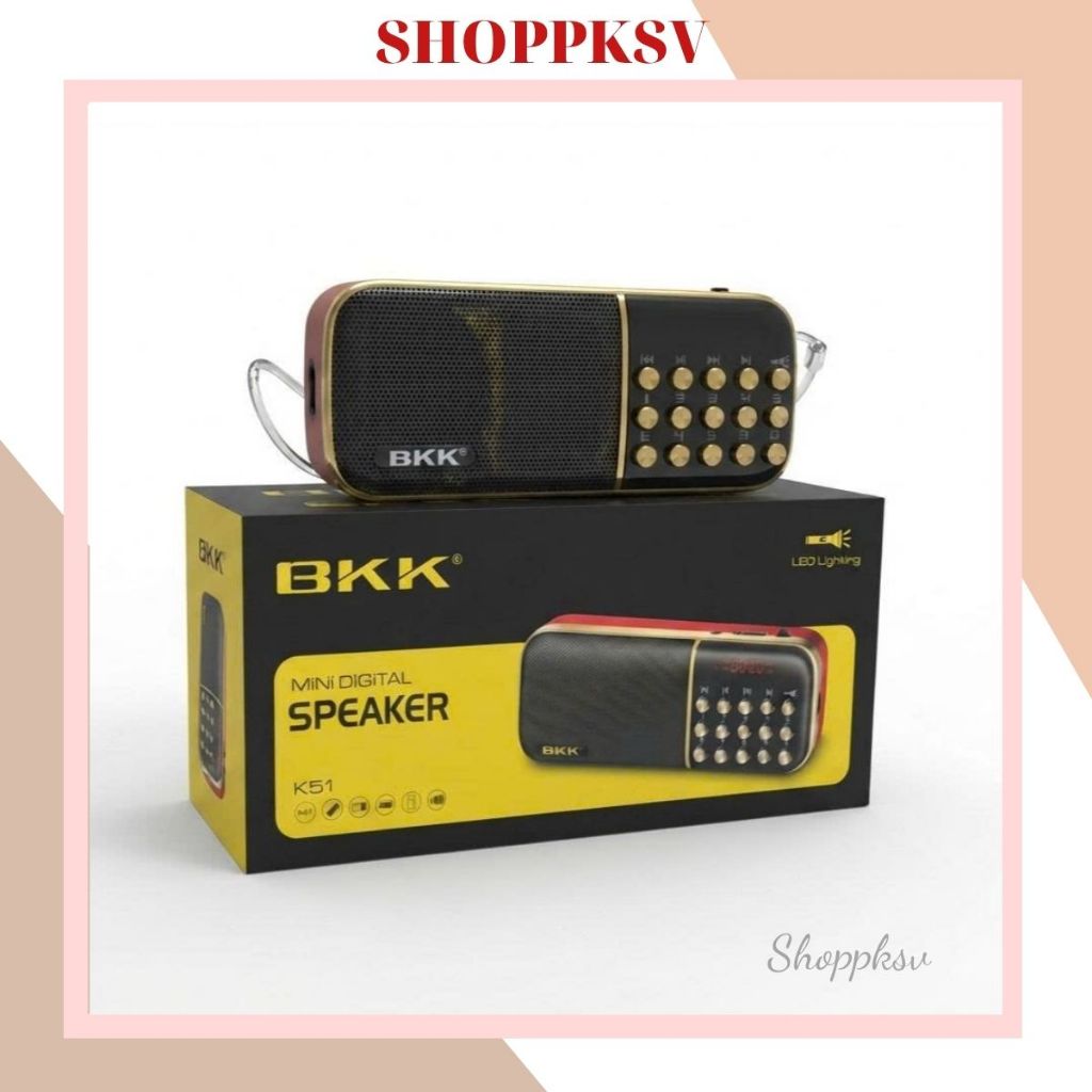 Loa radio mini BKK K51 nghe đài, nghe nhạc, nghe kinh phật - có đèn pin cực sáng