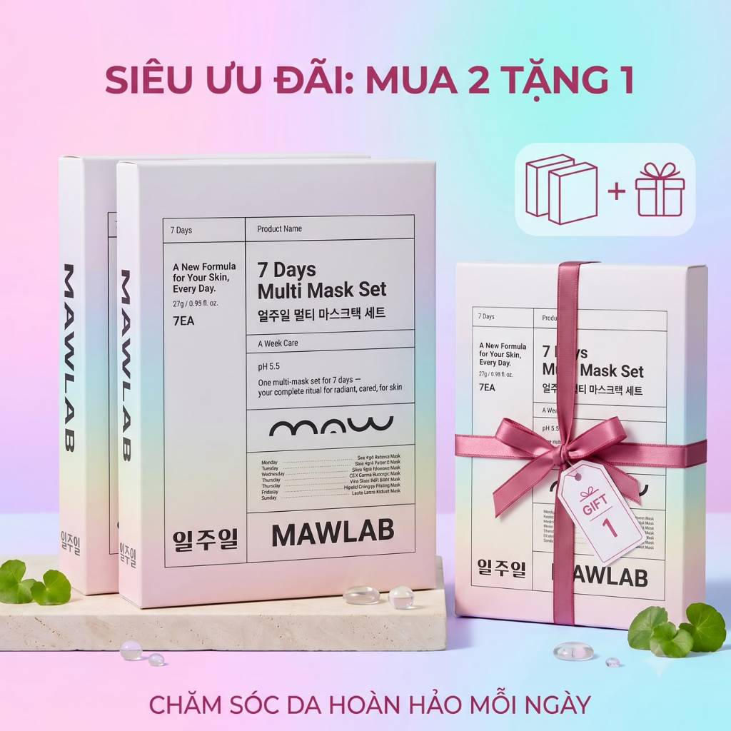 Hộp 7 loại mặt nạ MAWLAB 7 Days Multi Masks (7 Miếng)
