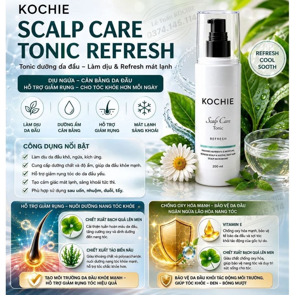 xịt bảo vệ da đầu và dưỡng tóc kochie 200ml