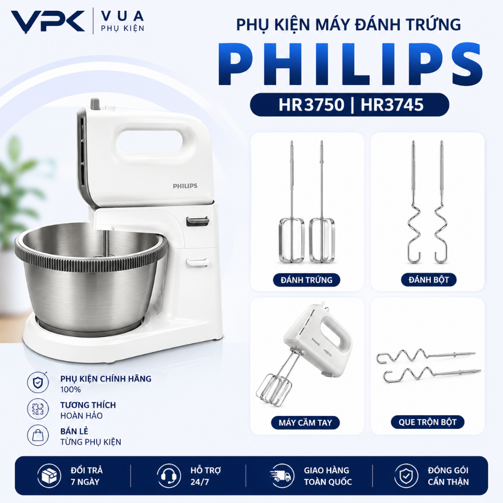 [Phụ Kiện] Máy đánh trứng Philips HR3750 HR3745 - Hàng chính hãng