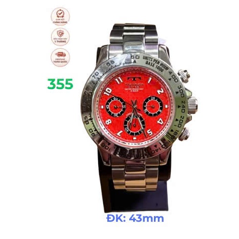Đồng hồ Technos Swiss TBM607 Chronograph Quartz – Mặt đỏ – Thép không gỉ – Chống nước 100M – Chính h