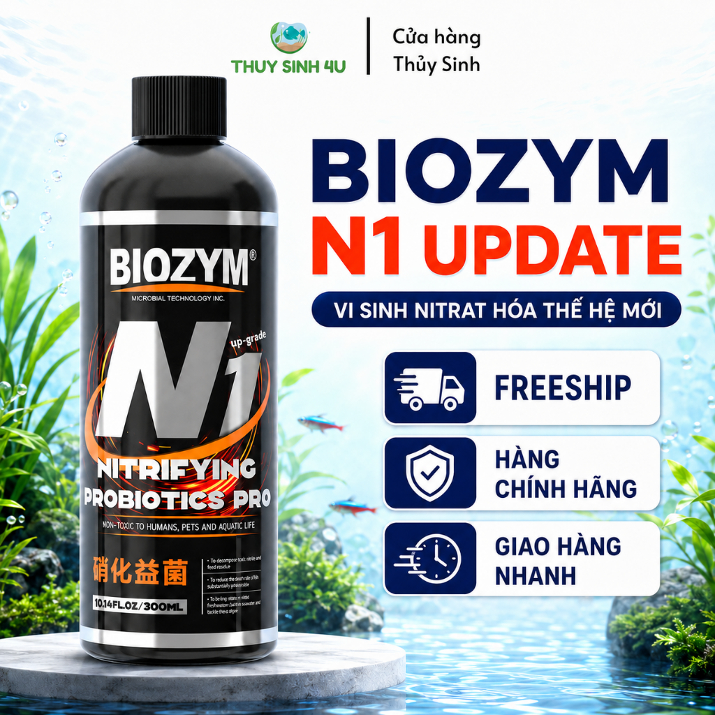 Vi sinh sống Biozym N1 và Biozym N1 Pro xử lý độc tố và làm trong nước bể thủy sinh